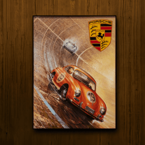 Artist Unknown, Porsche, Oil on Canvas, 31" x 42"