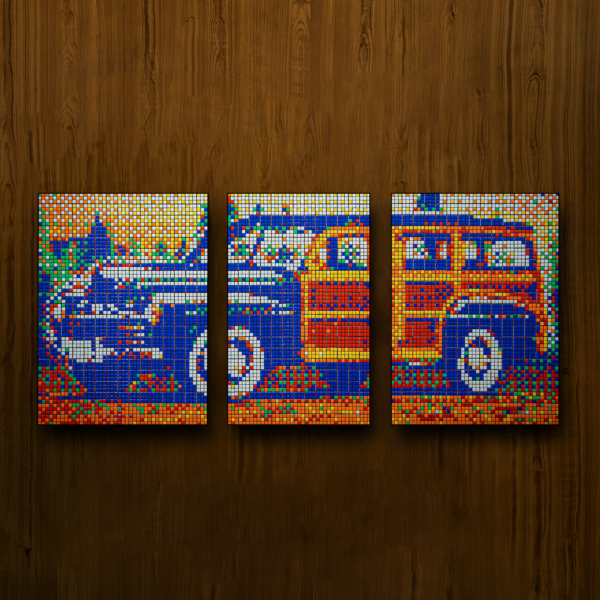 Cube Works, 1946 Mercury Woodie Wagon, 2021, 903 Rubik Cubes w/ epoxy resin, 4' x 8'