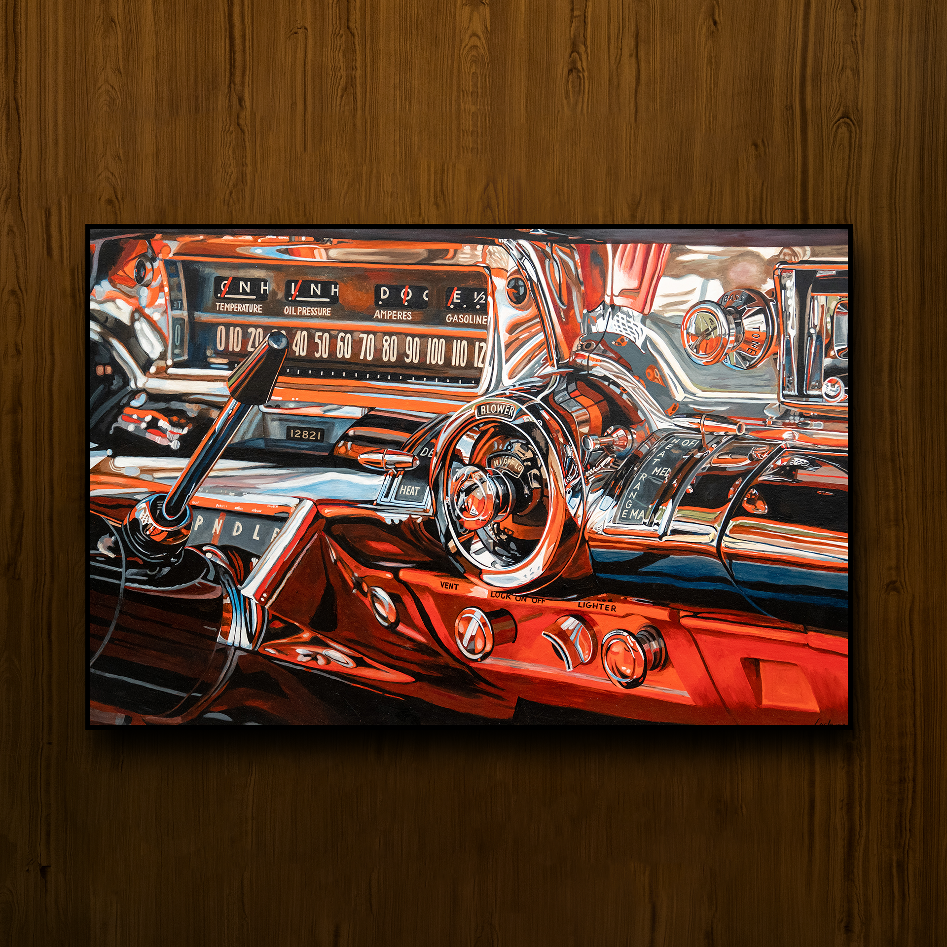 Lory Lockwood (b. 1949), 1957 Buick Roadmaster Dash, 2021, Acrylic on Canvas, 8' x 4'